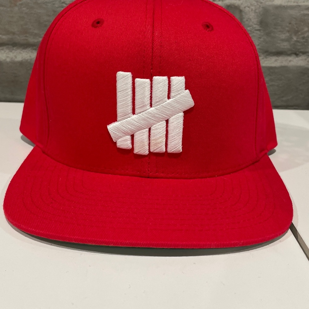Undefeated Red Snapback Hat with White Logo Never Worn